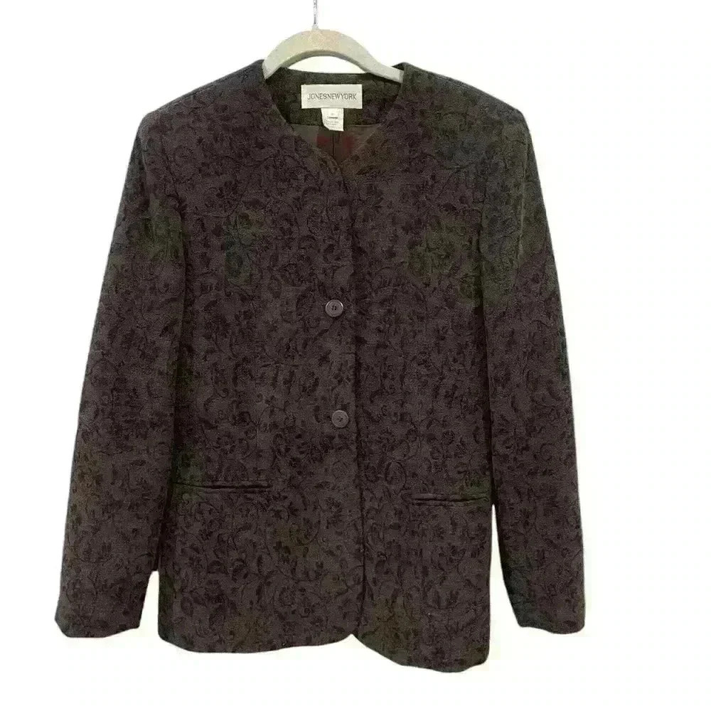 Vintage Jones New York Brown Black Blazer Size 8